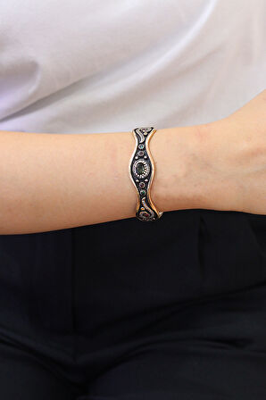 Zultanit Taşlı Zirkon Süsleme  El işi Gümüş Kadın Bilezik 201024464