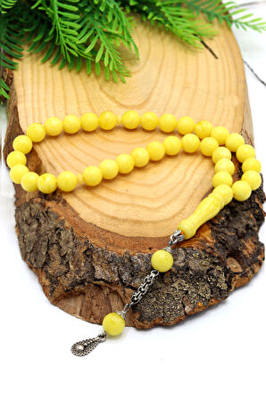 Sarı Renk Küre Kesim Damla Benzetmesi Beyrut Toz Kehribar Tesbih 201024492