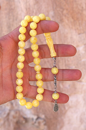 Sarı Renk Küre Kesim Damla Benzetmesi Beyrut Toz Kehribar Tesbih 201024492