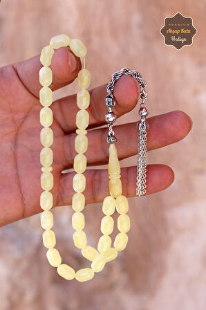 Örgü Gümüş Püsküllü Kapsül Kesim Orijinal Ukrayna Damla Kehribar Tesbih 201024497