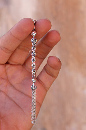 Örgülü Süpürge Model 925 Ayar Gümüş Tesbih Püsükülü 201024501