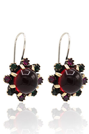 Lal Zümrüt ve Yakut Taşlı 925 Ayar Otantik Gümüş Kadın Küpe 201024502