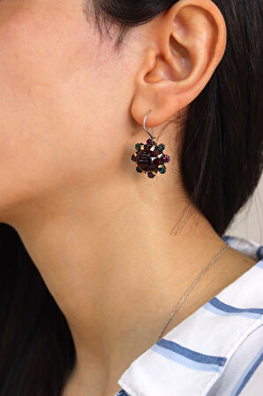 Lal Zümrüt ve Yakut Taşlı 925 Ayar Otantik Gümüş Kadın Küpe 201024502