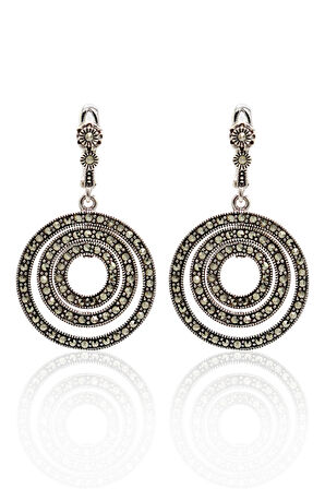 Markazit Taşlı Sallantılı Halka Model Gümüş Kadın Küpe 201024508