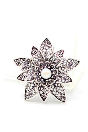 Sedef Taşlı Lotus Model Telkari Gümüş Kadın Broş 201024509