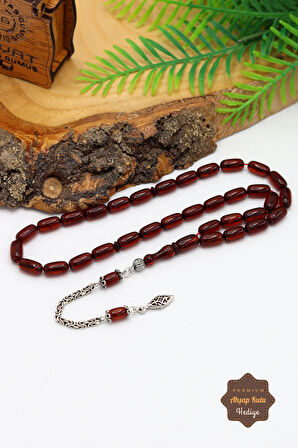 Hareli Kahverengi Kapsül Kesim Gümüş Püsküllü Sıkma Kehribar Tesbih 201024520