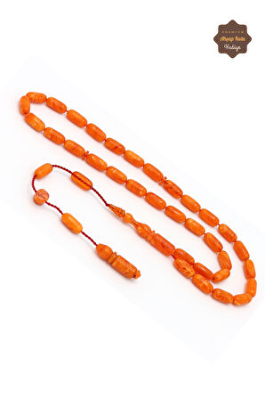 Hareli Turuncu Kapsül Kesim Sistem Püsküllü Sıkma Kehribar Tesbih 201024522