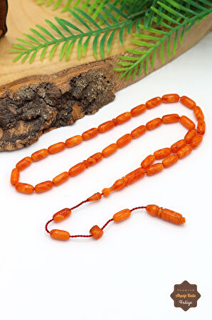 Hareli Turuncu Kapsül Kesim Sistem Püsküllü Sıkma Kehribar Tesbih 201024522