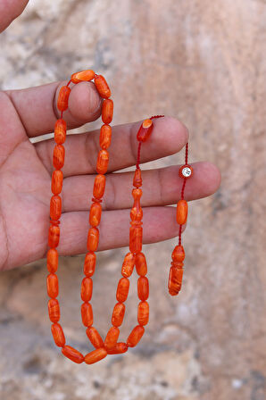 Hareli Turuncu Kapsül Kesim Sistem Püsküllü Sıkma Kehribar Tesbih 201024522