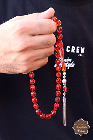 Turuncu Fasata Arpa Kesim Gümüş Püsküllü Ateş Kehribar Tesbih 201024534