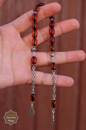 Açık Yeşil Kapsül Kesim Gümüş Püsküllü Zaza Ateş Kehribar Tesbih 201024547