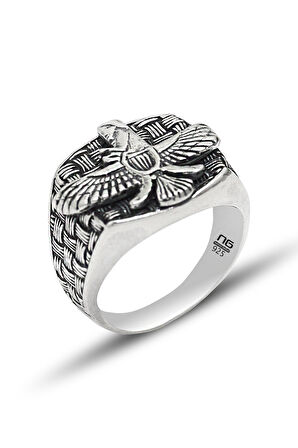 Özel Tasarım Ahura Mazda Model Gümüş Bilezik ve Yüzük Kombini 201024557