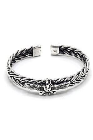 Özel Tasarım Ahura Mazda Model Gümüş Bilezik ve Yüzük Kombini 201024557