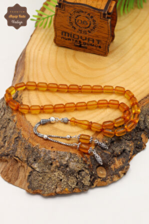 Sarı Kapsül Kesim Gümüş Püsküllü Ateş Kehribar Tesbih 201024570