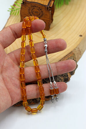 Sarı Kapsül Kesim Gümüş Püsküllü Ateş Kehribar Tesbih 201024570