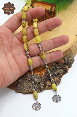 Sarı Hareli Kapsül Kesim Kazaziye Püsküllü Sıkma Kehribar Zaza Tesbih 201024574