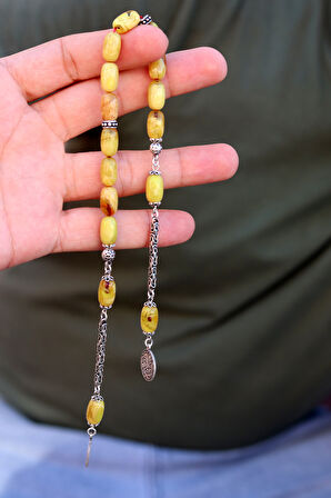 Sarı Hareli Kapsül Kesim Kazaziye Püsküllü Sıkma Kehribar Zaza Tesbih 201024574