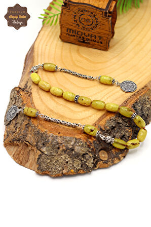 Sarı Hareli Kapsül Kesim Kazaziye Püsküllü Sıkma Kehribar Zaza Tesbih 201024574