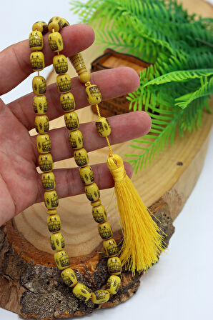 Açık Sarı Kapsül Kesim Kabe Figürlü Model Sıkma Bağa Tesbih 201024578