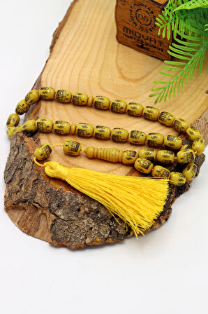 Açık Sarı Kapsül Kesim Kabe Figürlü Model Sıkma Bağa Tesbih 201024578