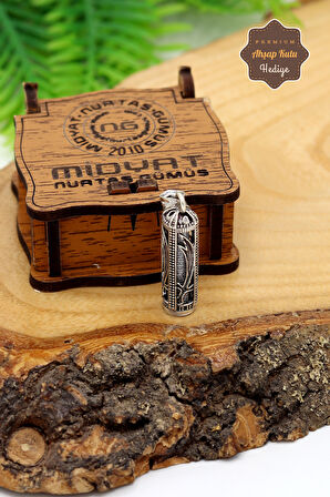 925 Ayar Gümüş Ayetli Zülfikar İşlemeli Silindir Kolye 201024586