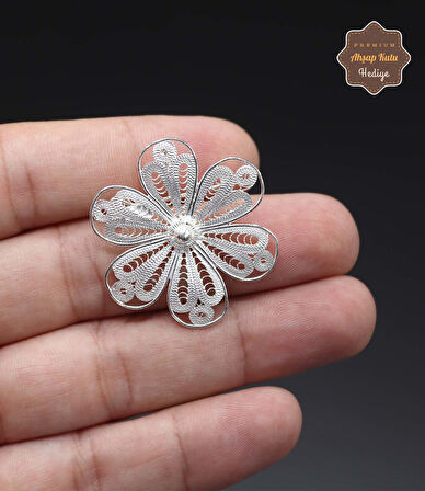 Çiçek Model 925 Ayar Gümüş Saf Süper Telkari Broş 201024622