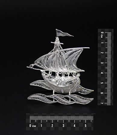 Yelkenli 925 Ayar Gümüş Saf Süper Telkari Elişi Biblo Aksesuar 201024639