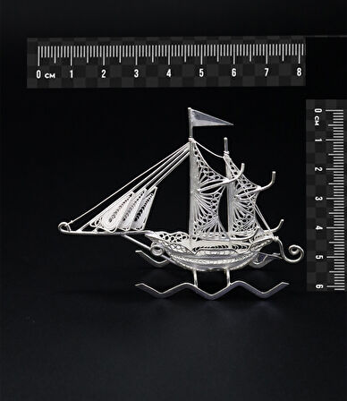 Çift Yelkenli 925 Ayar Gümüş Saf Süper Telkari Elişi Biblo Aksesuar 201024640