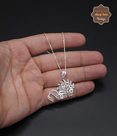 At Model 925 Ayar Saf Gümüş Telkari Kadın Kolye 201024644