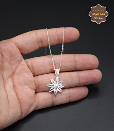 Çiçek Model 925 Ayar Saf Gümüş Telkari Kadın Kolye 201024646