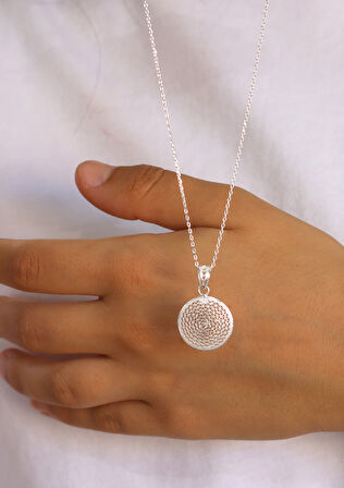 Küçük Halka Model 925 Ayar Saf Gümüş Telkari Kadın Kolye 201024653