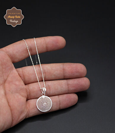Küçük Halka Model 925 Ayar Saf Gümüş Telkari Kadın Kolye 201024653