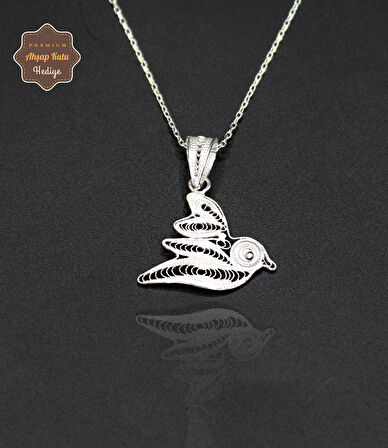 Güvercin Model 925 Ayar Saf Gümüş Telkari Kadın Kolye 201024656