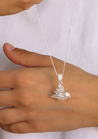 Güvercin Model 925 Ayar Saf Gümüş Telkari Kadın Kolye 201024656