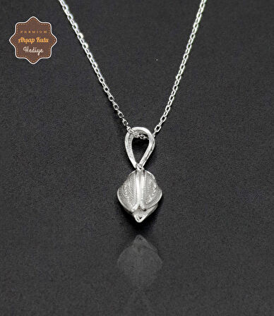 Minik Lale Model 925 Ayar Saf Gümüş Telkari Kadın Kolye 201024657