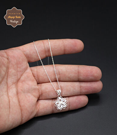Çiçek Model 925 Ayar Saf Gümüş Telkari Kadın Kolye 201024662