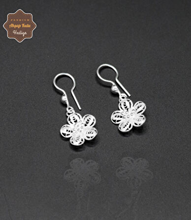 Sallantılı Papatya Model 925 Ayar Gümüş Telkari Kadın Küpe 201024670