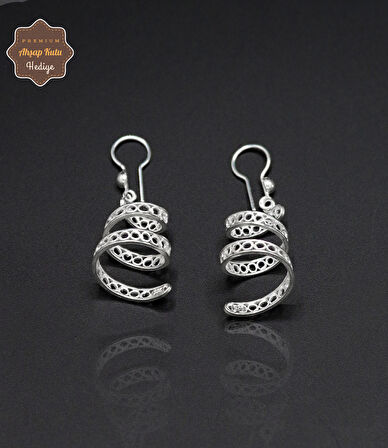 Sallantılı Sarmal Model 925 Ayar Gümüş Telkari Kadın Küpe 201024671