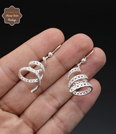 Sallantılı Sarmal Model 925 Ayar Gümüş Telkari Kadın Küpe 201024671
