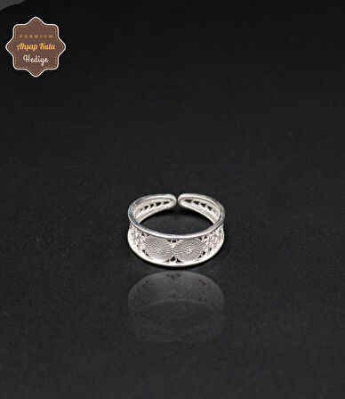 Halka Model El işçiliği 925 Ayar Gümüş Telkari Kadın Yüzük 201024675