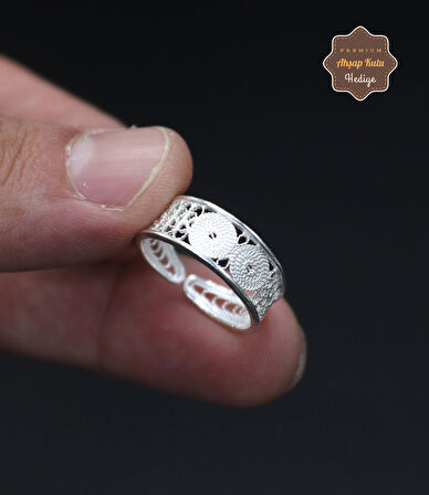 Halka Model El işçiliği 925 Ayar Gümüş Telkari Kadın Yüzük 201024675