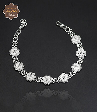Yuvarlak Bereket Model 925 Ayar Gümüş Telkari Kadın Bileklik 201024683