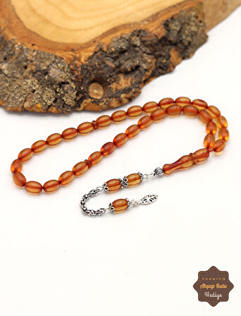 Açık Kahverengi Arpa Kesim Sıkma Kehribar Tesbih 201024701