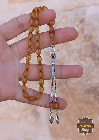 Sarı Arpa Kesim Sıkma Kehribar Tesbih 201024702