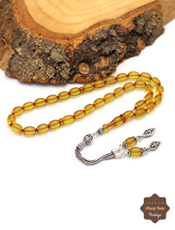 Sarı Arpa Kesim Sıkma Kehribar Tesbih 201024702