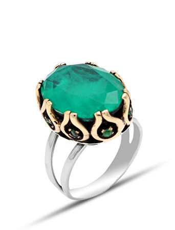 Paraiba Taşlı El işçiliği Otantik Gümüş Kadın Yüzük 201024708