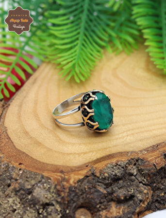 Paraiba Taşlı El işçiliği Otantik Gümüş Kadın Yüzük 201024708