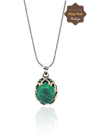 Paraiba Taşlı El işçiliği Otantik Gümüş Kadın Kolye 201024710