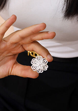 Lotus Model 925 Ayar Gümüş Telkari Kadın Broş 201024722