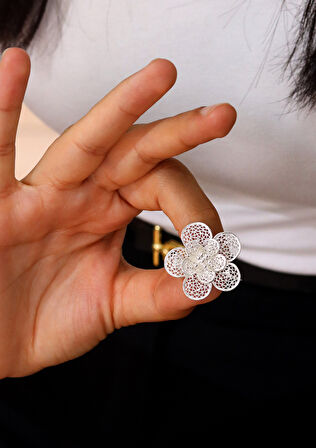 Çiçek Model 925 Ayar Gümüş Telkari Kadın Broş 201024723